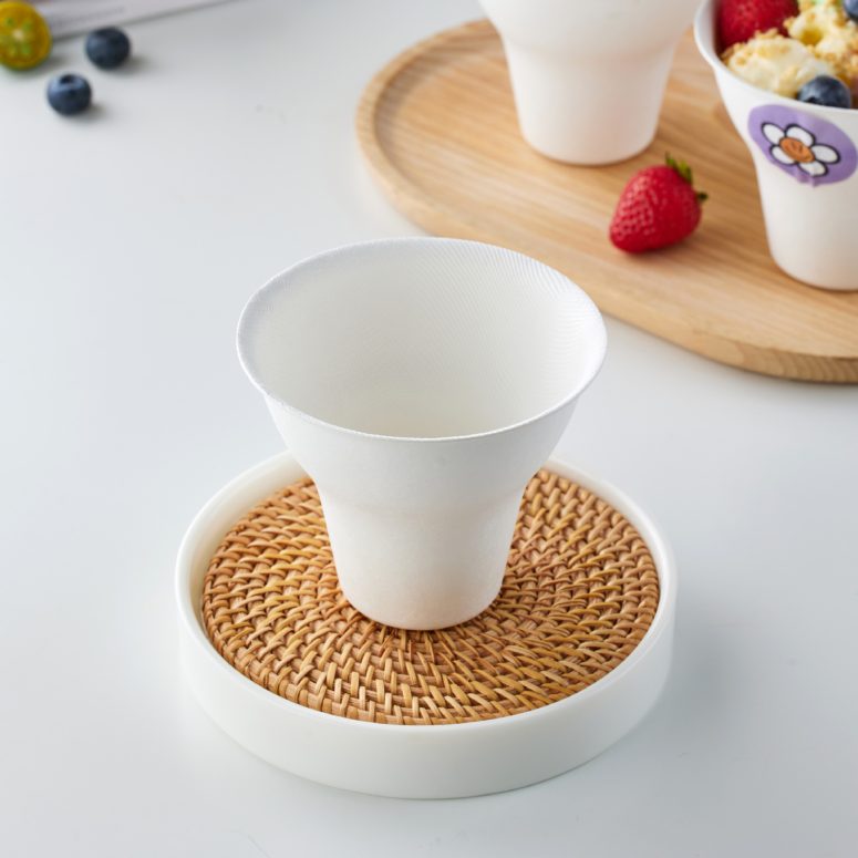一次性网红手握栗子杯可颂冰淇淋纸杯刨冰杯子可降解冰激凌甜品碗