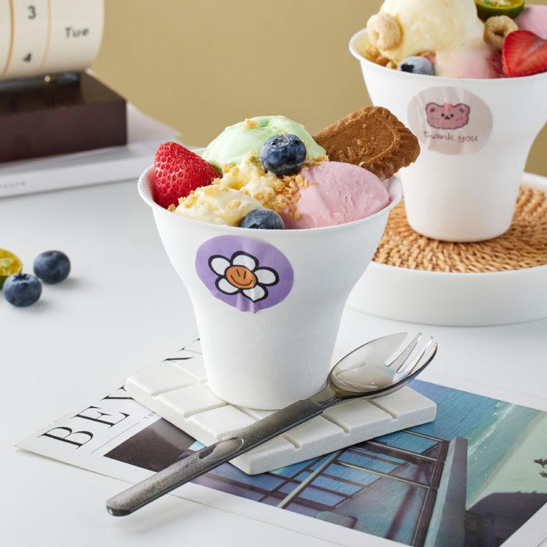 一次性网红手握栗子杯可颂冰淇淋纸杯刨冰杯子可降解冰激凌甜品碗 - 图片 3
